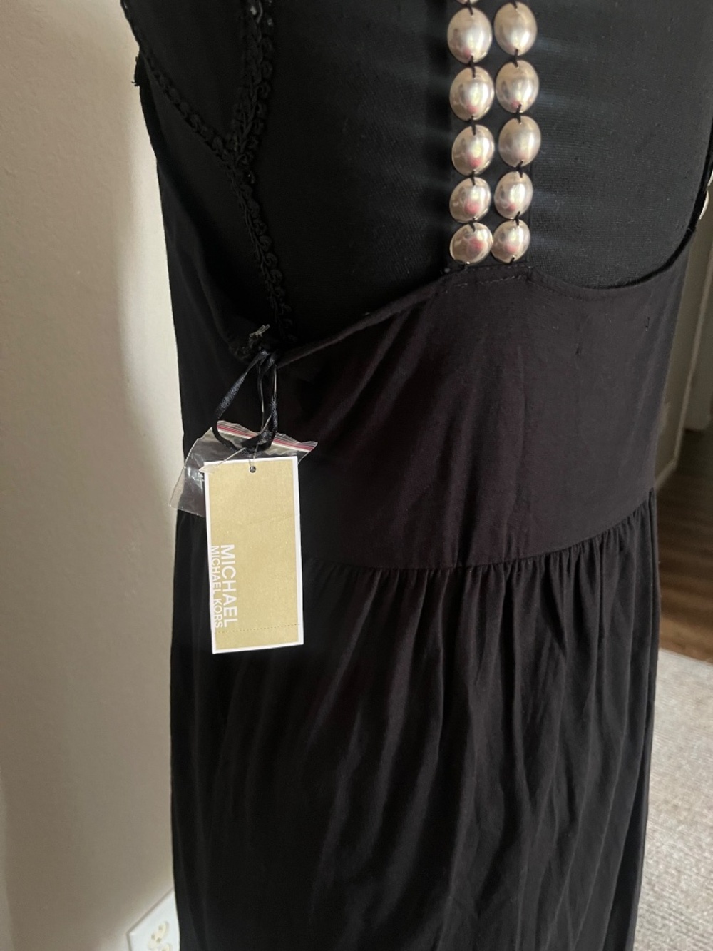 NWT Michael Kors Studded Black Mini Dress size M - Picture 5 of 5